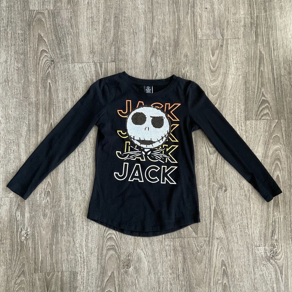 Disney The Night Before Christmas Sequin Jack Shirt Size L 10/12 EUC